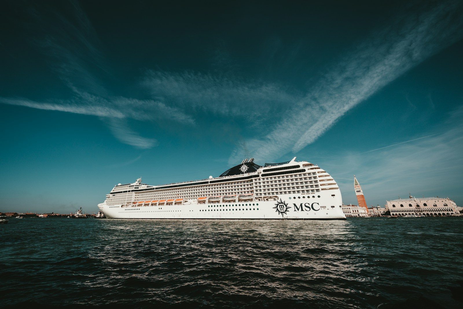 MSC cruise ship with MSC logo on the hull at sea — the subject of this MSC vs Carnival comparison
